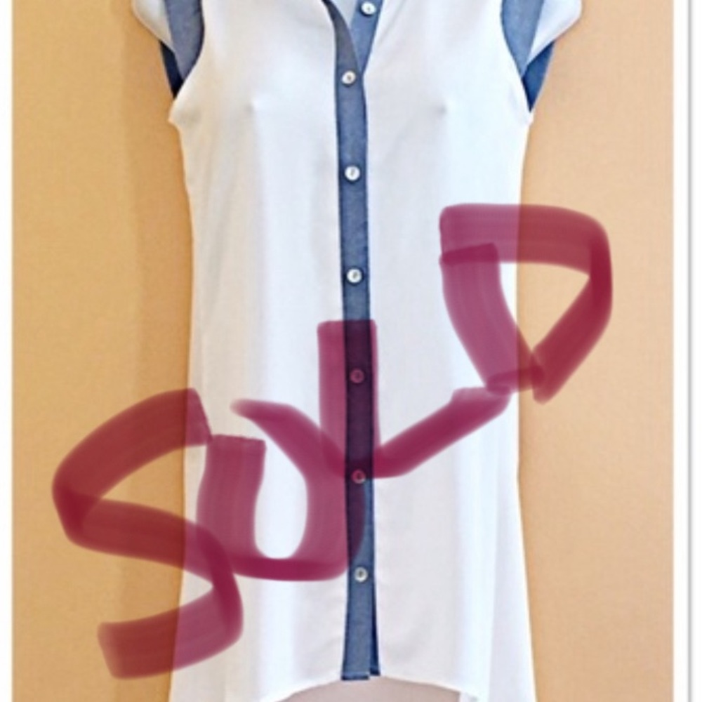 White Collared High Low Top